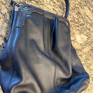 CARTIER shoulder bag, black leather with python trim