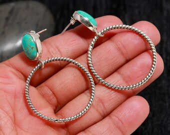 Handmade Arizona Turquoise Sterling Silver Earrings: December Birthstone