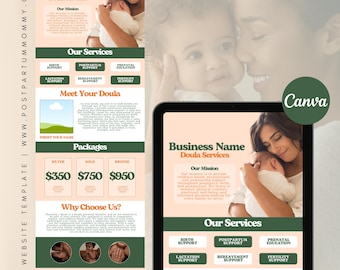 Doula Website Canva Template | One-Page Landing Page (Digital Product)