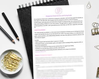 Guida ai servizi e ai prezzi delle doula post-partum: come stabilire le tariffe (download digitale)