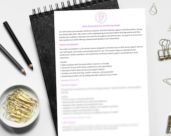 Birth Doula Services & Pricing Guide: How To Set Your Rates (Digital Download)