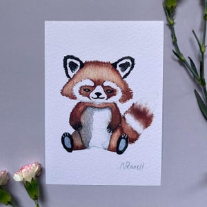 Lámina artística sin marco tamaño A5 de Panda rojo