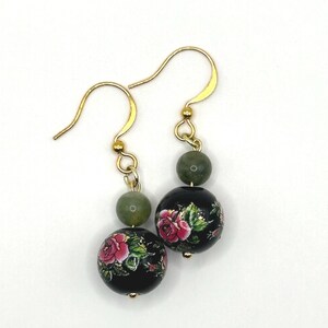 Japanese tensha earrings-pink and green