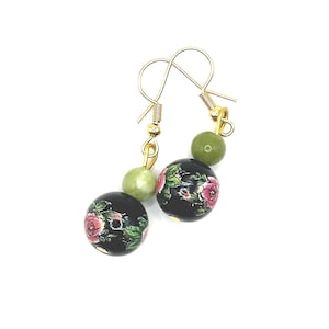 Japanese tensha earrings-Jade and gold
