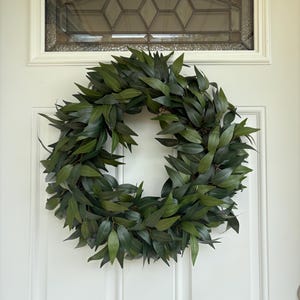 Greenery Wreath for Front Door | Year-Round Leaf Wreath | Farmhouse Door Decor | Gift for Coworker | Housewarming Gift | Customizable
