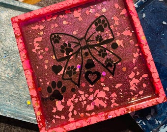 Glitter Epoxy Resin Trinket Dish: Handmade Jewelry Holder, Desk Decor