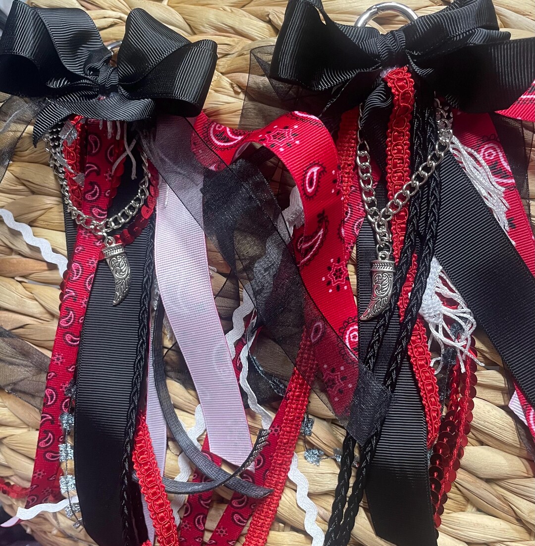 Set of 2 Boot Ribbons on Ring – Interchangeable Boot Accessories, Red ...