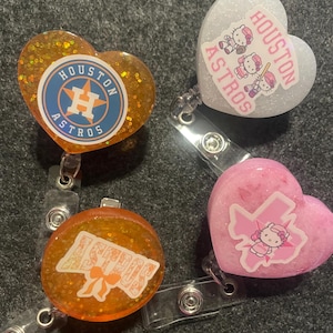 Baseball Fans-Epoxy resin badge reels, resin accessories! badge holders with handmade resin and glitter!