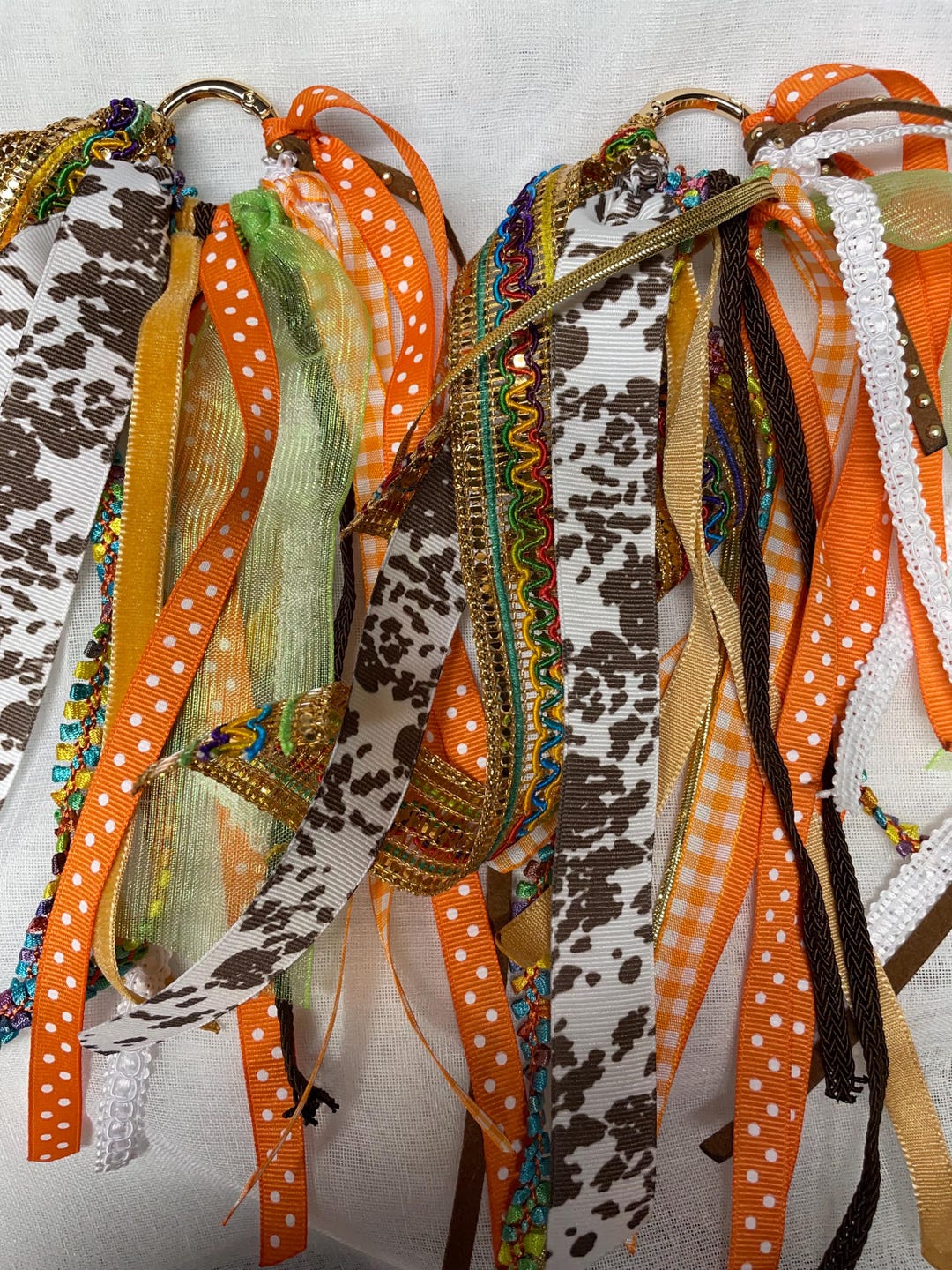 Set of Two Boot Ribbon Accessories – Orange, Brown, Gold Tones With ...