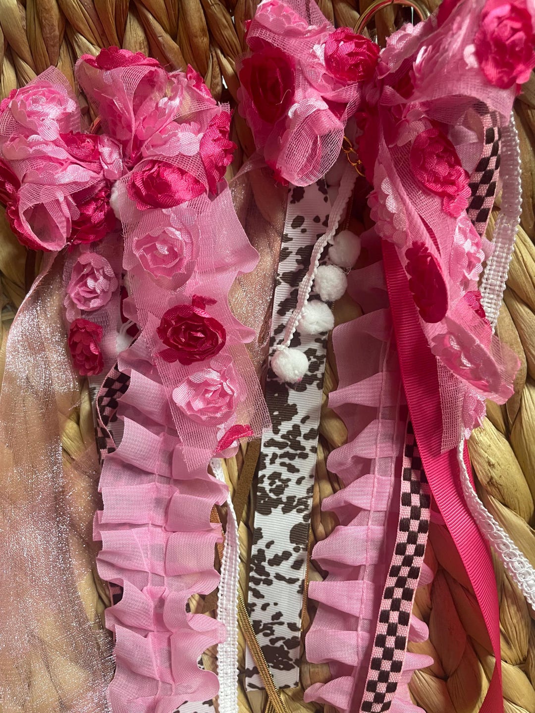 Interchangeable Boot Ribbons - Pink Floral Bow, Western Style - Set of ...
