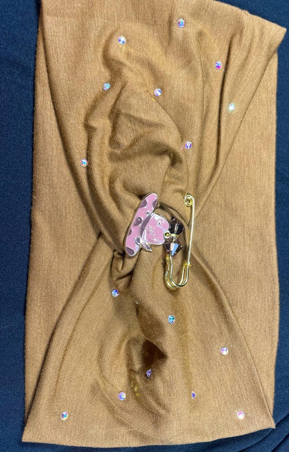 Wide Brown Headband-soft Fabric-handcrafted-rhinestones/gold  display picture 1