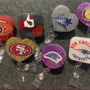 Football Season-Epoxy resin badge reels, resin accessories! badge holders with handmade resin and glitter!