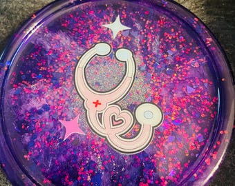 Stethoscope Glitter Resin Coaster, Nurse Doctor Gift