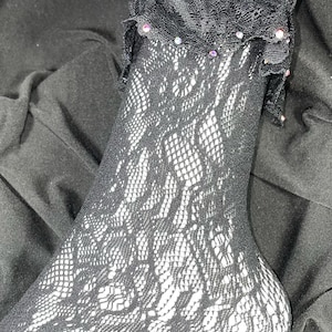 Everyday Adult Lace socks mid calf with rhinestones! Perfect fashion staple!