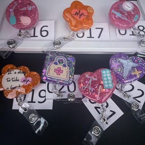 Nurse/Staff Epoxy resin badge reels, resin accessories! badge holders with handmade resin and glitter!