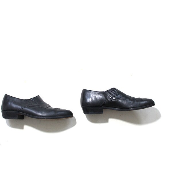 Vintage Ankle Boots 9.5 / Black Leather Ankle Boots / Southwestern Booties