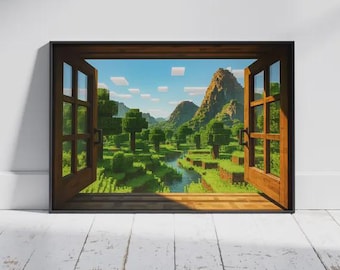 Pixel Art Gamer Leinwand: Block Videospiel Dekor, Jungen Schlafzimmer Poster