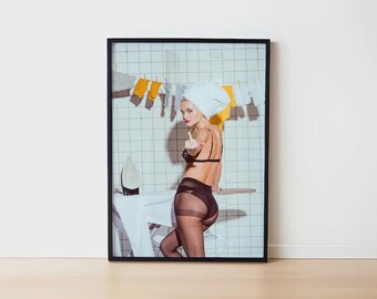 Funny Laundry Room Canvas Art: Humorous Pin-Up Print