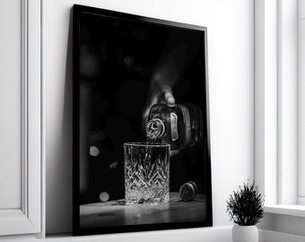 Whisky Print, Bar Cart Print, Cocktail Wall Art, Vintage Bar Decor, Black and White, Alcohol Poster, Printable Wall Art, English Pub Decor