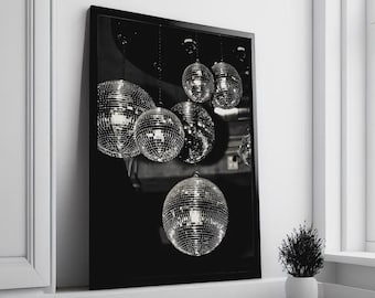 Trendy Disco Ball Print: Retro Bar Cart Art, Luxury decor