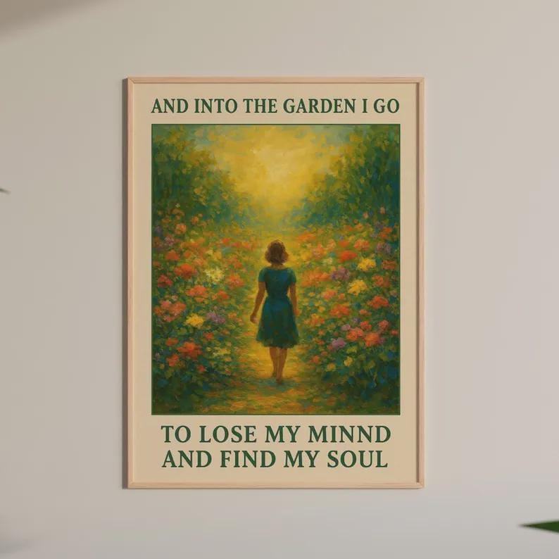 YLUYINOM Targa In Latta Per Giardinaggio 'I Go To Lose My Mind And Find My Soul' - Poster Regalo Per Amanti Delle Piante