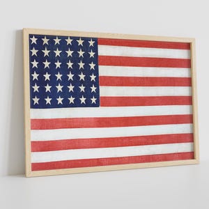Vintage US Flag Art, Vintage Flag Print, United States Flag, American Flag Wall Art, Fourth of July Art, Printable Wall Art