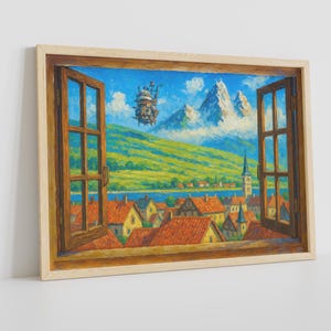 Affiche du château émouvant de Howl, affiche d'anime, impression du château ambulant de Howl, impression d'anime, cadeau d'anime, cadeau d'art mural