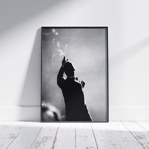 Iconic Singer Smokes While Singing Poster, Black and White Fashion Wall Art, Celebrity Print, Hollywood Print, Classy and Elegance Print