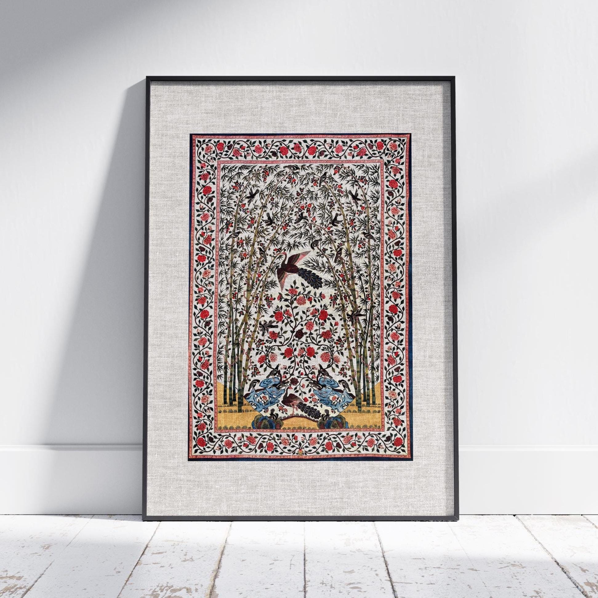 Textile Wall Art, Academia  Wall Decor Vintage Print, Retro Wall Art, Wall Decor, Indian Mughal, Printable Wall Art