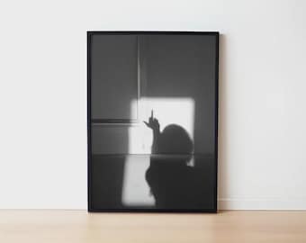 Middle Finger Woman Poster: Black and White Feminist Art, Ready to Hang