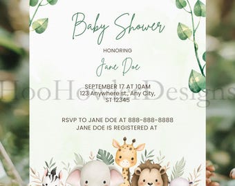 Dschungel Safari Baby Shower einladen