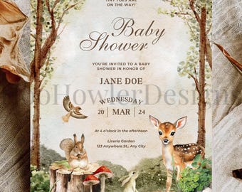 Babyparty einladen Waldtier