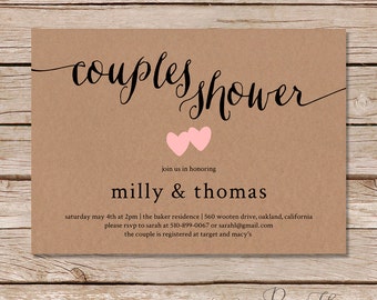 Rustic couples shower invitation / Kraft couples wedding shower invite / printable invitations / printed invitations