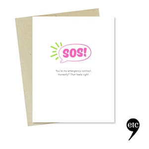 Carte de visite amusante en cas d'urgence – Carte SOS meilleur ami | Humour d'amitié moderne | Carte d'assistance en cas de crise | cher, etc.