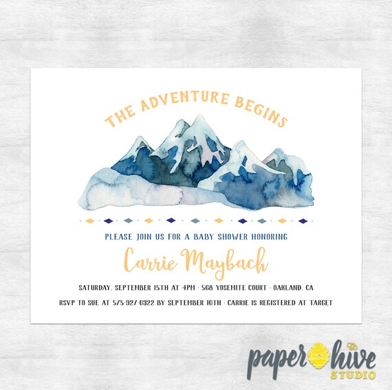 Printable Watercolor Baby Shower Invitation Baby Shower Etsy