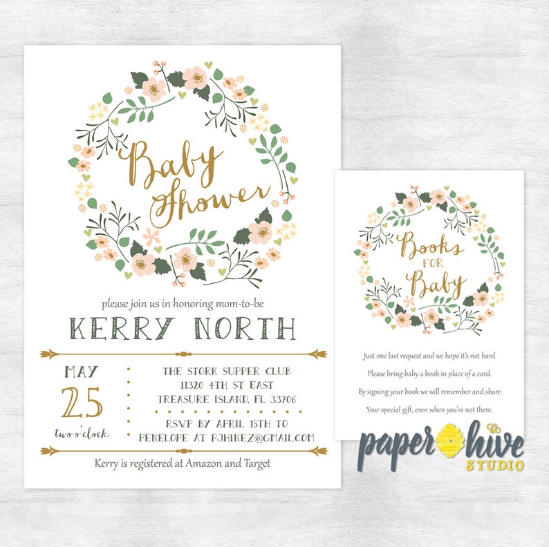 Baby Shower Invitations Rustic Baby Shower Invites Girl Etsy