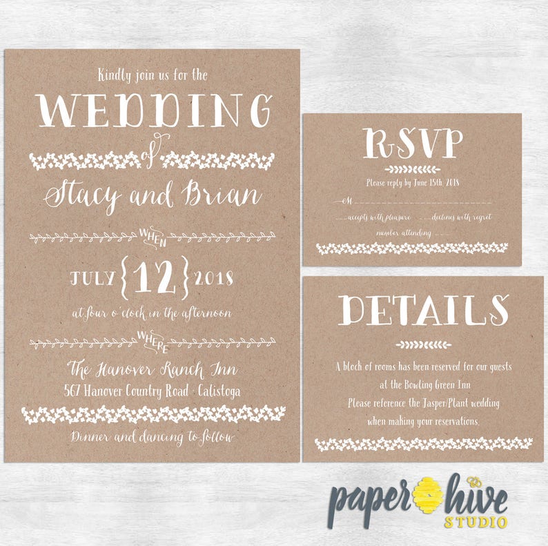 Wedding Invitation Rustic Unique Wedding Invitations Etsy
