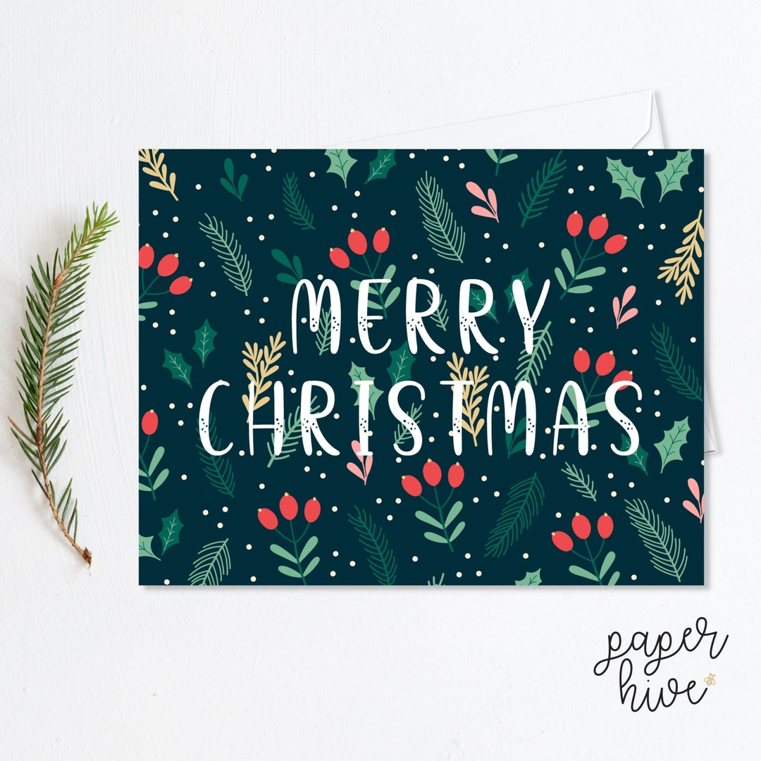 Nature Christmas Cards Merry Christmas Greeting Card Set Etsy UK