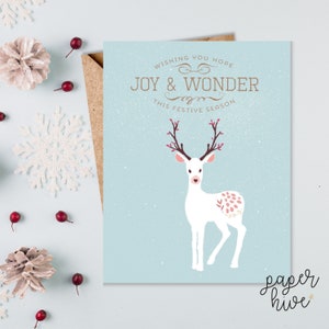 Cartes de Noël rennes, jeu de cartes de voeux, cartes de Noël des bois, jeu de cartes de Noël, cartes de vœux