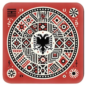Albanian Folk Art Coaster – Timeless Heritage In Every Sip