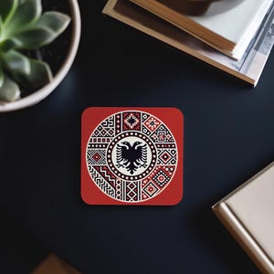 Albanian Folk Art Coaster – Timeless Heritage In Every Sip