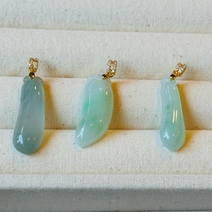 Dainty Icy Light Green Jade Melon (瓜) Pendant Necklace | Natural Untreated Type A Burmese Jadeite | 3 Designs