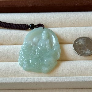 Guanyi Carved Jade Pendant Necklace | Natural Untreated Type A Burmese Jadeite |