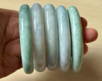 Certified Natural Untreated (Type A) Burmese Jadeite Bangles | Elegant and Classic | 58 mm to 60 mm (Med to Large) 缅甸翡翠手镯