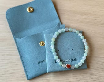 Natural Macaron Jade Bracelet | Certified Type A Burmese Jadeite | Pastel Icy Tones & Red Jadeite Centerpiece 冰种马卡龙色缅甸翡翠手串