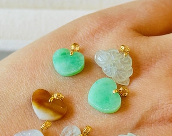 Dainty Natural Burmese Jade Pendant | 18K Gold Bail | 7 Shapes and Designs 18k金翡翠小滴溜