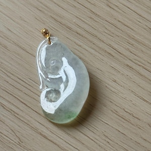 Burmese Jadeite Ruyi Pendant Necklace: 18K Gold & Sterling Silver
