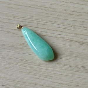 Apple Green Jade Raindrop Pendant Necklace: 18K Gold & Sterling Silver