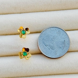18K Solid Gold Jade Flower Stud Earrings | Certified Imperial Green Burmese Jadeite 18k冰绿翡翠耳钉