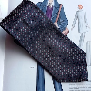 Vintage Yves Saint Laurent Silk Tie | 100% Silk Designer Necktie | Classic Black with Red Dot Pattern | Made in France YSL